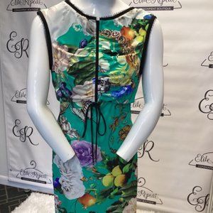 Roberto Cavalli Green Floral Print Sz 44 Dress